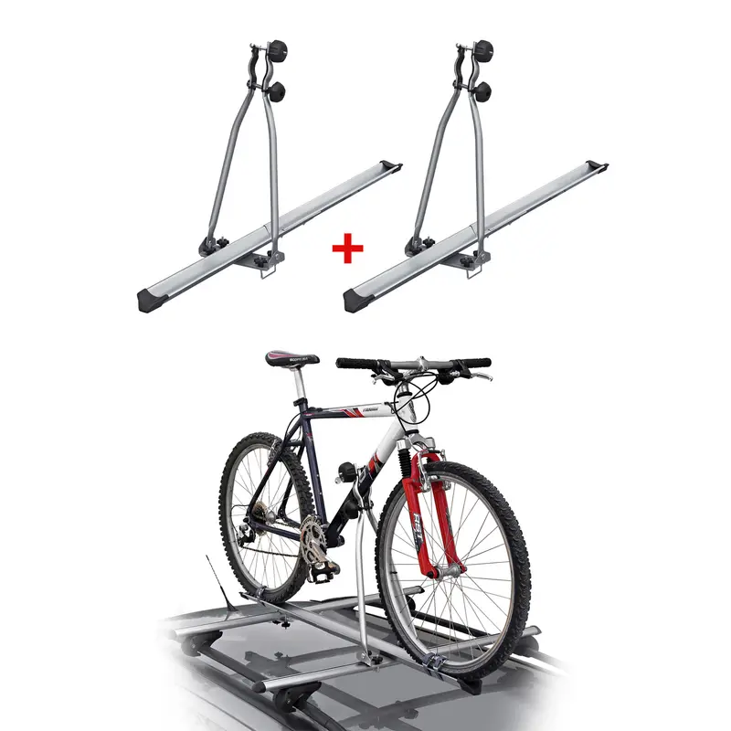 2 Menabo Porte-vélo de toit Huggy Pour 2 Vélo 15kg en Acier Argent