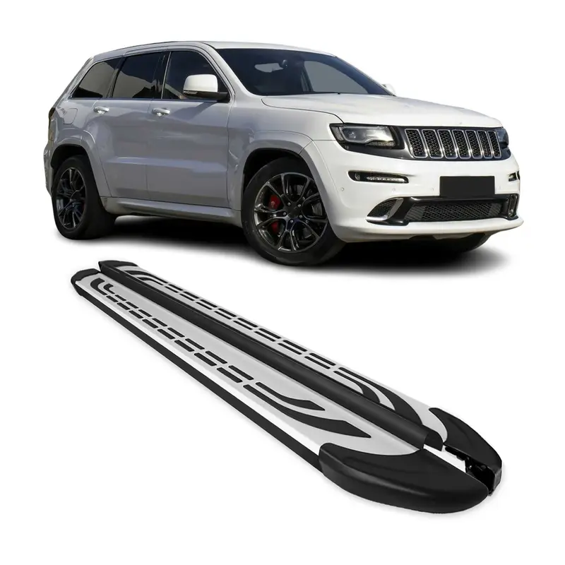 2011-2021 Jeep Grand Cherokee Marchepieds Latéraux Aluminium Gris Noir 2Pcs