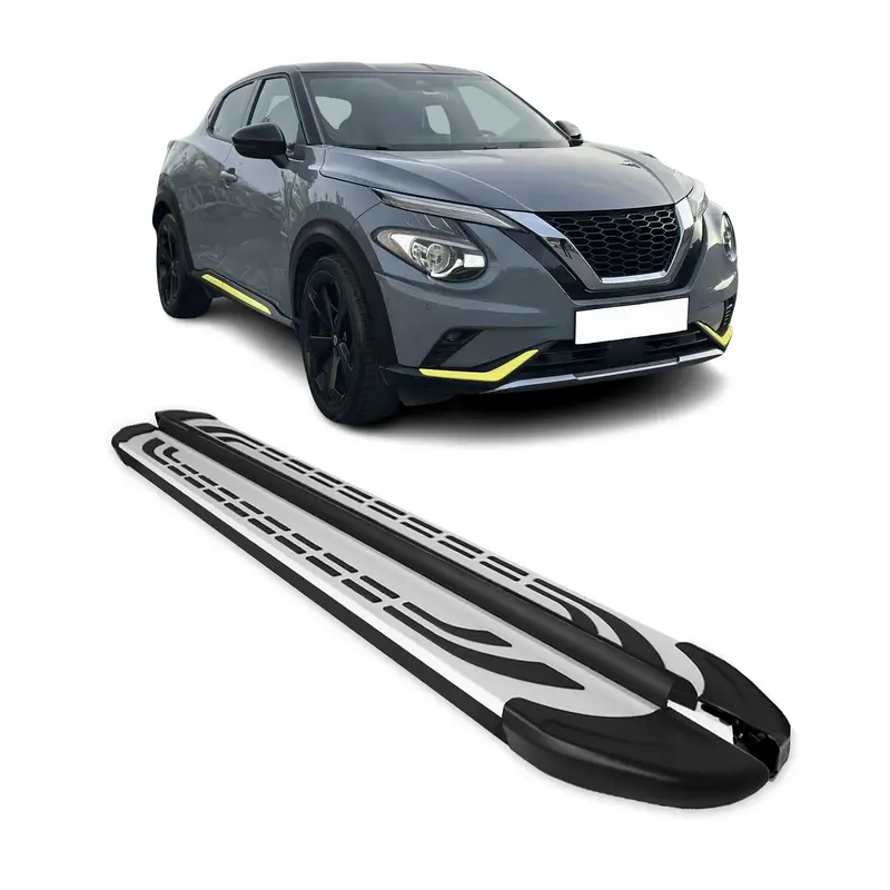 2019-2026 Nissan Juke II Marchepieds Latéraux Aluminium Gris Noir 2Pcs