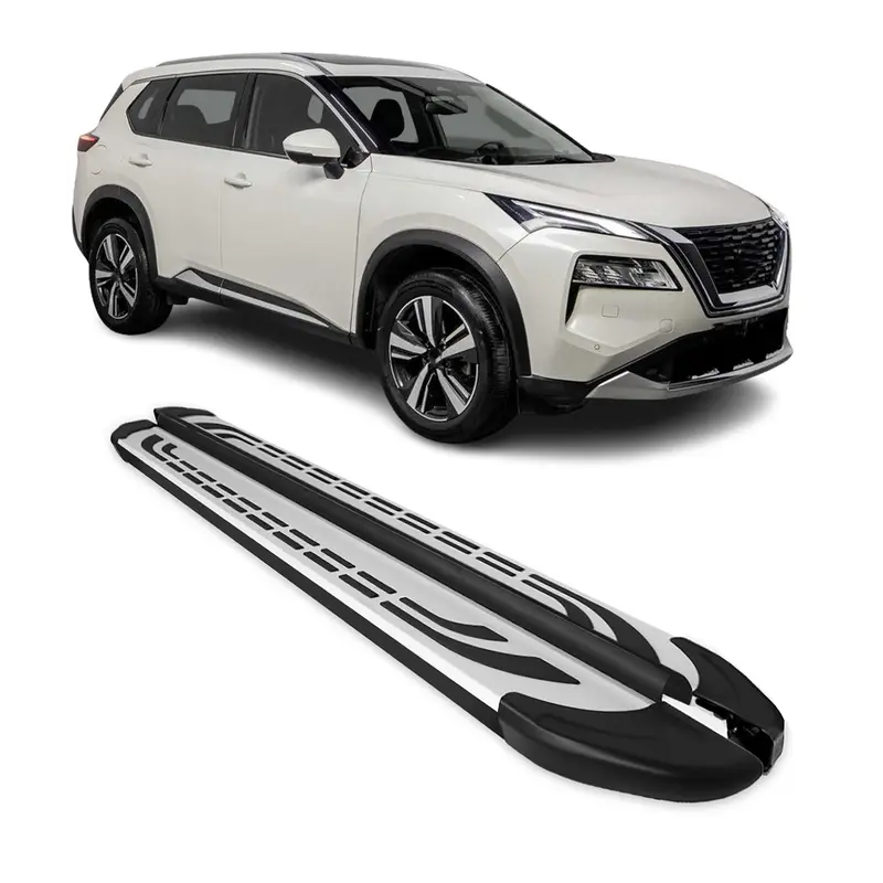 2022-2026 Nissan X-Trail Marchepieds Latéraux Aluminium Gris Noir 2Pcs