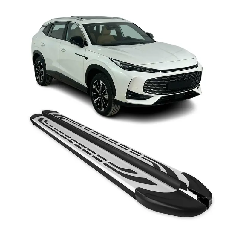 2024-2026 MG HS II Marchepieds Latéraux pédale Aluminium Gris Noir 2Pcs