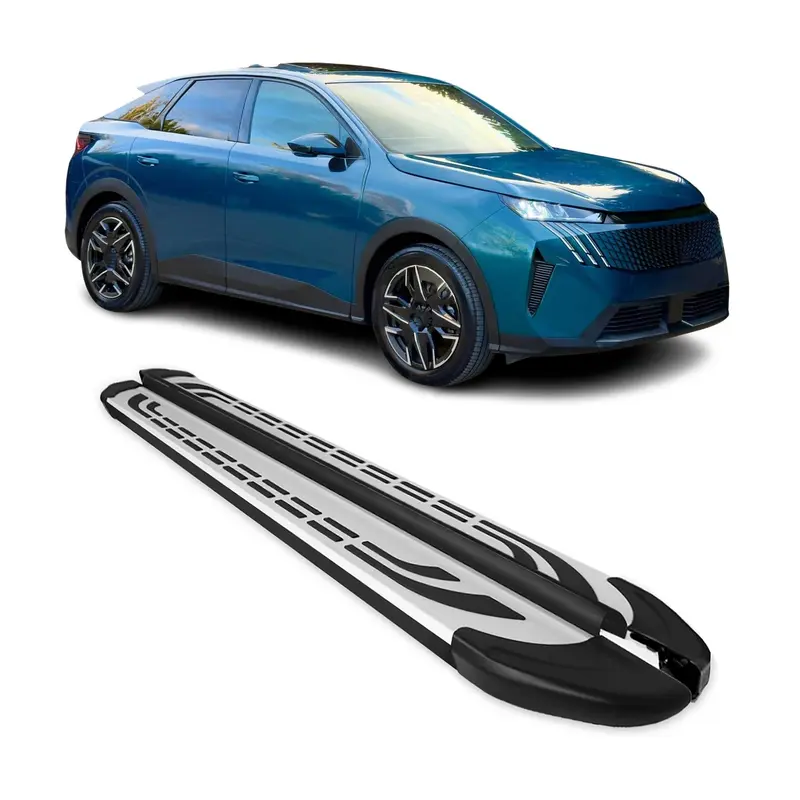 2024-2026 Peugeot 3008 III Marchepieds Latéraux pédale Alu Gris Noir 2Pcs
