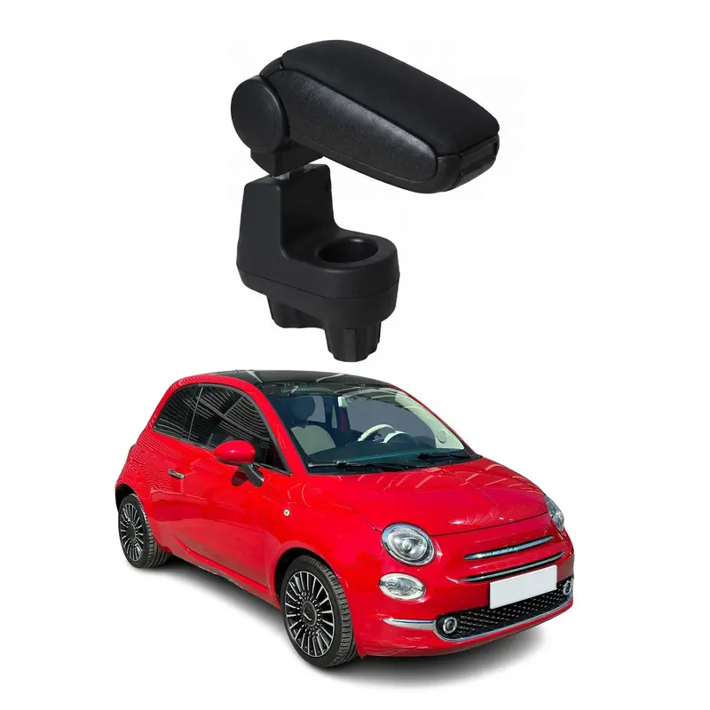 Accoudoir pour Fiat 500 500C 2016-2021 Facelift Vinyl Abs Noir