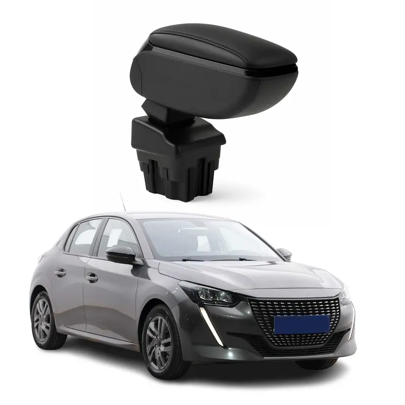 Accoudoir pour Peugeot 208 / 2008 2019-2026 Vinyl Abs Noir Coulissant