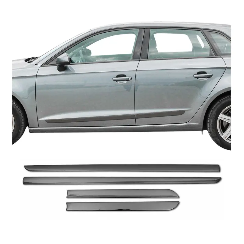 Baguette protection Latérale de porte pour Peugeot 301 2012-2026 Chromé Foncé 4x