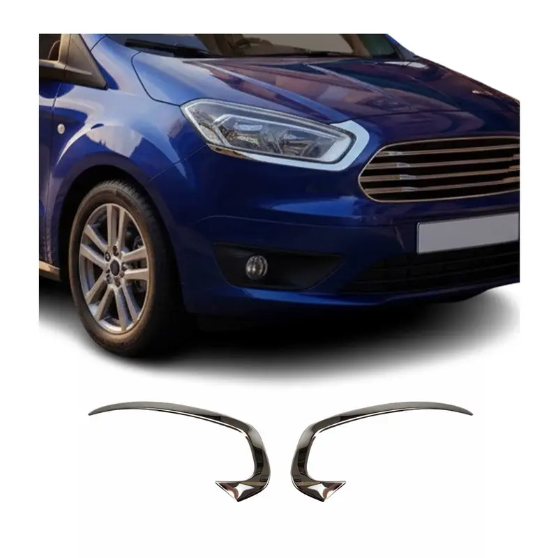 Baguettes de Phare Avant - pour Ford Tourneo Courier 2014-2024 inoxy chromé