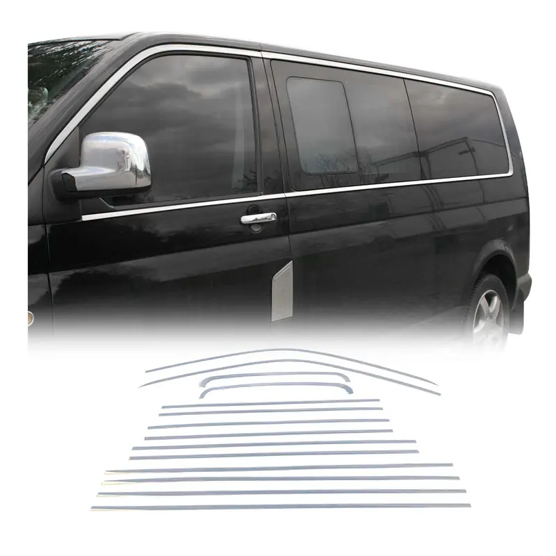 Baguettes pour contour latérales pour VW T6 T6.1 2015-2024 14pcs en inox chrome