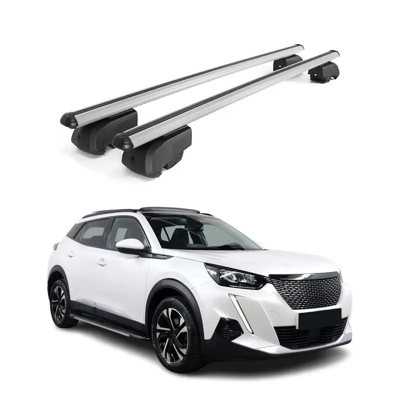 Barre de Toit Transversale Pour Peugeot 2008 2019-2026 ABE Alu Gris 2 Pcs