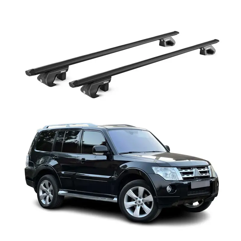 Barres de toit ABE pour Mitsubishi Pajero IV 2006-2021 3-5 P Alu Noir 2 pièces