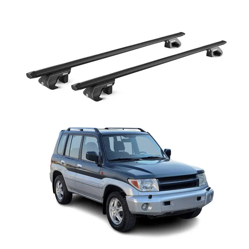 Barres de toit ABE pour Mitsubishi Pajero Sport K90 1997-2008 5 P Alu Noir 2x