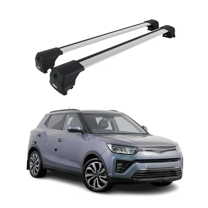 Barres de toit Heavy Duty Pour SSANGYONG TIVOLI 2015-2023 Alu ABE Gris 2x