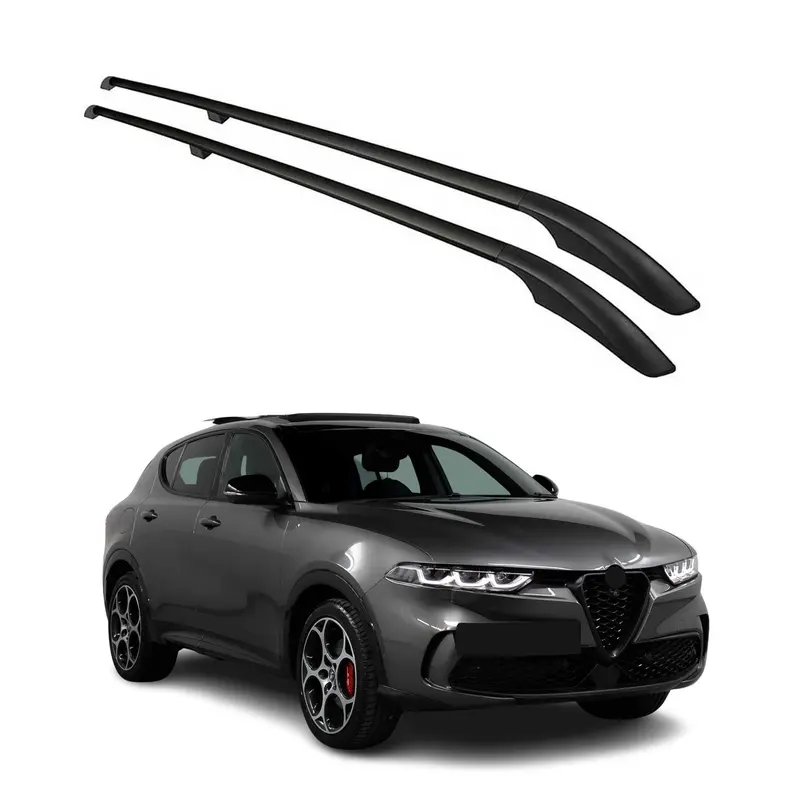 Barres de toit longitudinales pour Alfa Romeo Tonale 2022-2026 Alu Noir 2x
