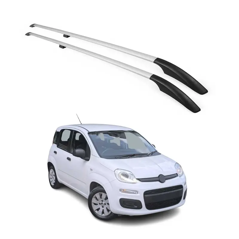 Barres de toit longitudinales pour Fiat Panda 2012-2026 Aluminium Gris