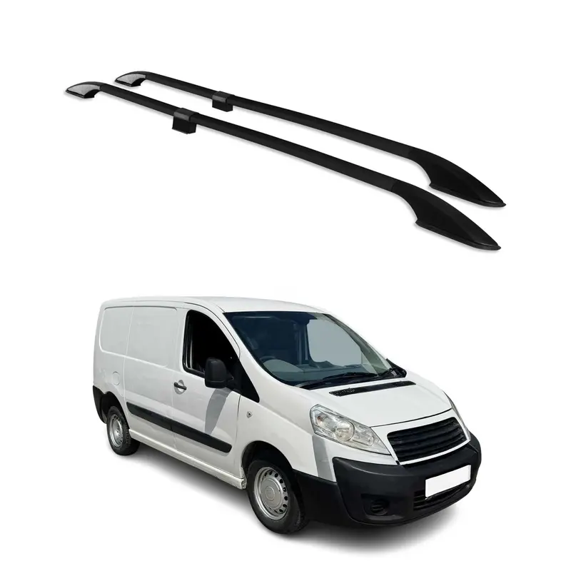 Barres de toit longitudinales pour Fiat Scudo 2007-2016 L1 Aluminium Noir