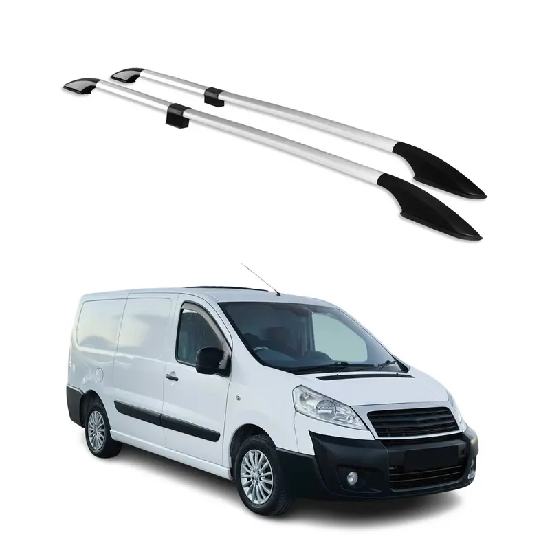 Barres de toit longitudinales pour Fiat Scudo 2007-2016 L2 Long Aluminium Gris