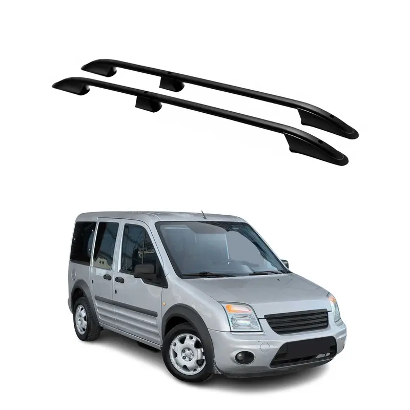 Barres de toit longitudinales pour Ford Connect 2002-2013 L1 Court Alu Noir 2Pcs