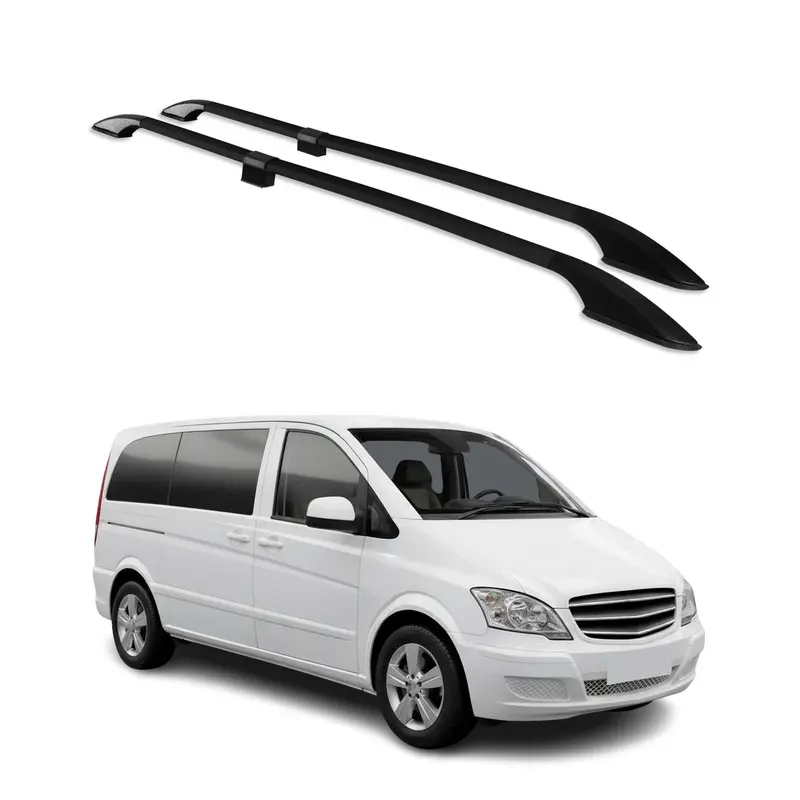 Barres de Toit Longitudinales pour Mercedes Vito W639 W447 2003-2026 L1 Alu Noir