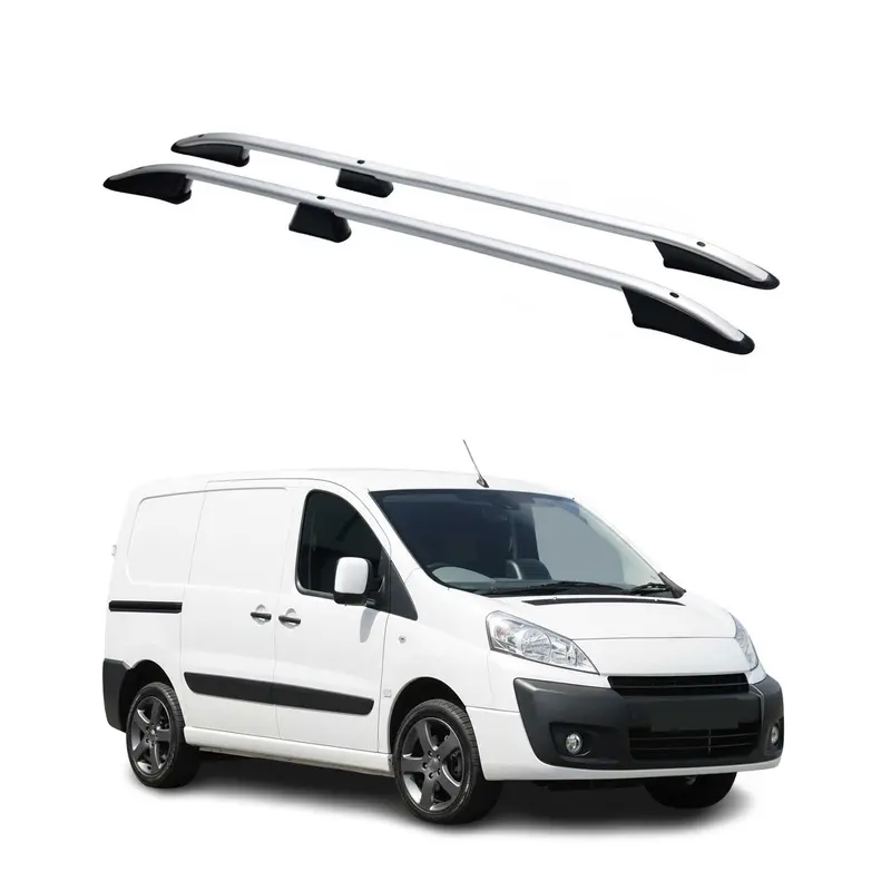 Barres de toit longitudinales pour Peugeot Expert 2007-2016 L1 Aluminium Gris