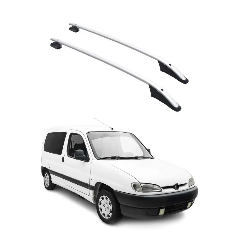 Barres de toit longitudinales pour Peugeot Partner 1996-2008 Aluminium Gris