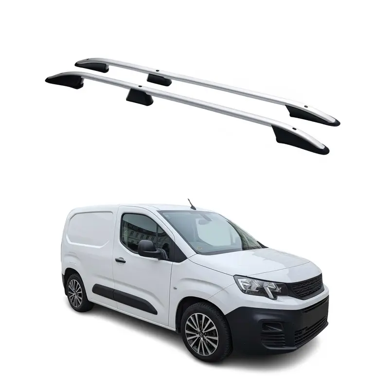 Barres de toit longitudinales pour Peugeot Partner 2018-2024 L1 Alu Gris 2x