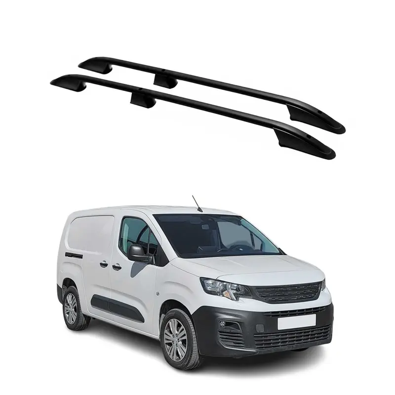 Barres de toit longitudinales pour Peugeot Partner 2018-2024 L2 Long Alu Noir