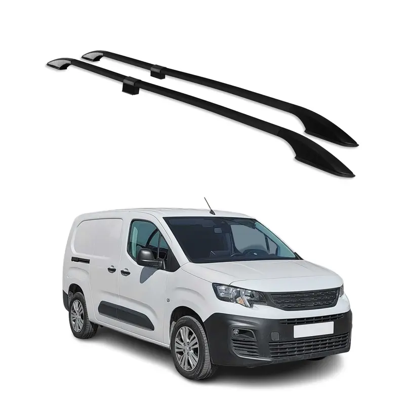 Barres de toit longitudinales pour Peugeot Partner 2018-2026 L2 Long Alu Noir 2x