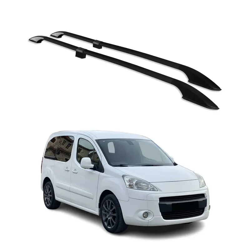 Barres de toit longitudinales pour Peugeot Partner Tepee 2008-18 L1 Alu Noir 2x