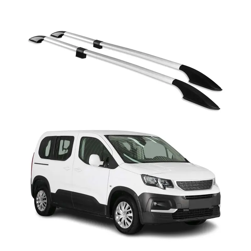 Barres de toit longitudinales pour Peugeot Rifter 2019-2026 L1 Aluminium Gris