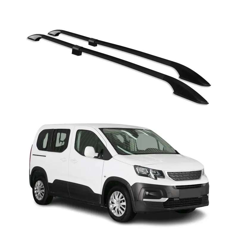 Barres de toit longitudinales pour Peugeot Rifter 2019-2026 L1 Aluminium Noir