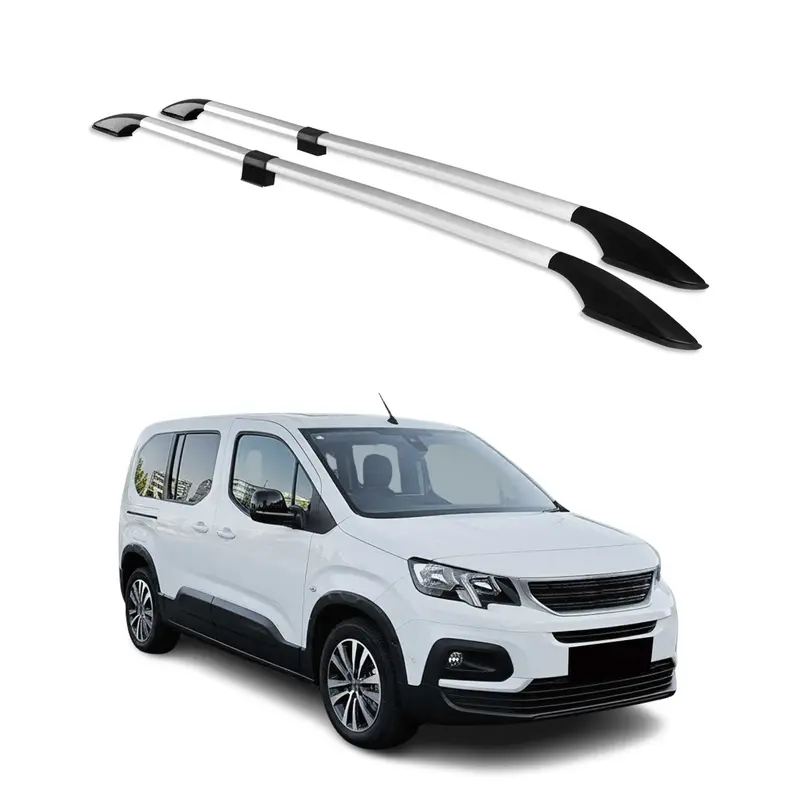 Barres de toit longitudinales pour Peugeot Rifter 2019-2026 L2 Aluminium Gris