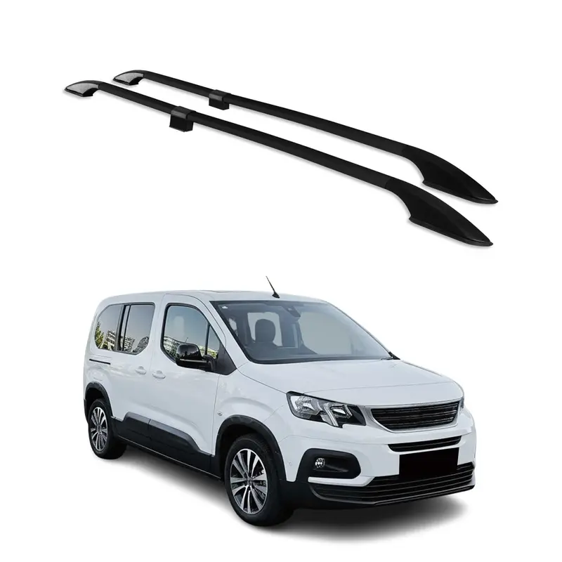 Barres de toit longitudinales pour Peugeot Rifter 2019-2026 L2 Aluminium Noir