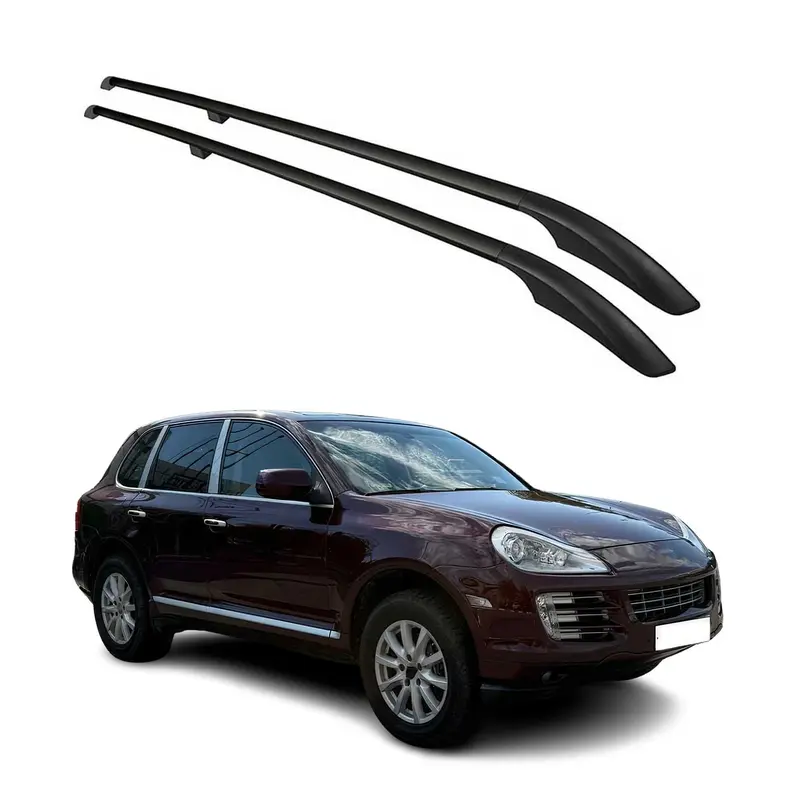 Barres de toit longitudinales pour Porsche Cayenne 2003-2010 Aluminium Noir