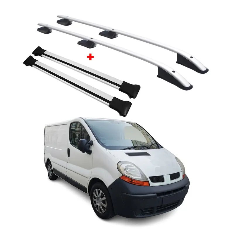 Barres de toit longitudinales pour Renault Trafic / Opel Vivaro 2001-14 L1 Gris