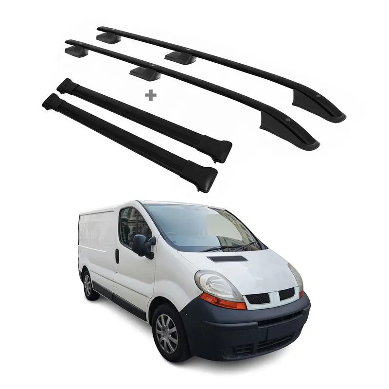 Barres de toit longitudinales pour Renault Trafic / Opel Vivaro 2001-14 L1 Noir