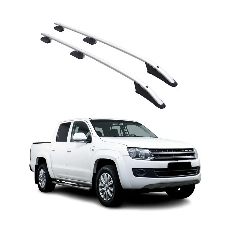 Barres de toit longitudinales pour VW Amarok Double Cab 2010-2024 Alu Gris