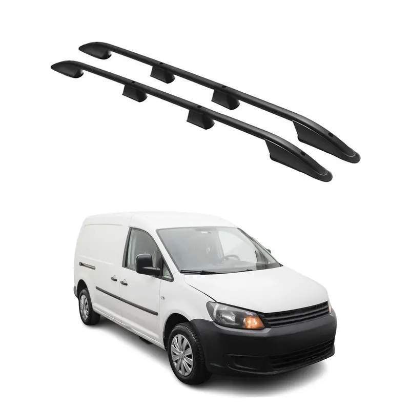 Barres de toit longitudinales pour VW Caddy 2010-2015 L2 Long Aluminium Noir
