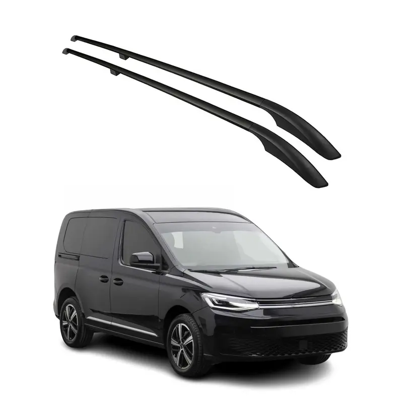 Barres de toit longitudinales pour VW Caddy 2020-2026 L1 Aluminium Noir 2x
