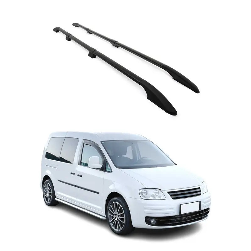 Barres de toit longitudinales pour VW Caddy Maxi 2003-2015 L2 Aluminium Noir