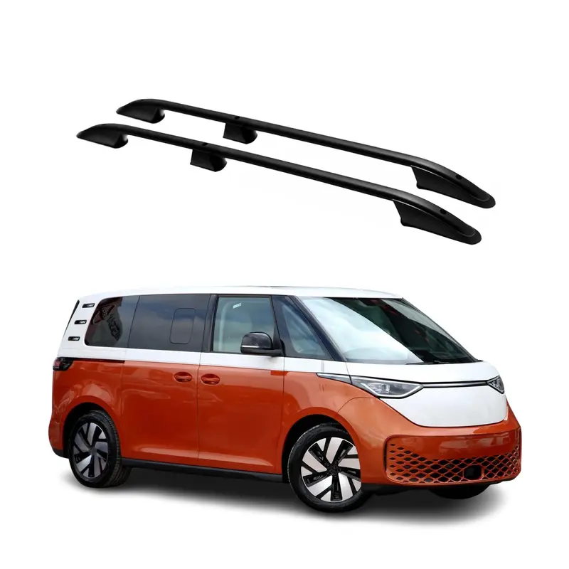 Barres De Toit Longitudinales pour VW ID.Buzz 2022-2026 Alu Noir 2x