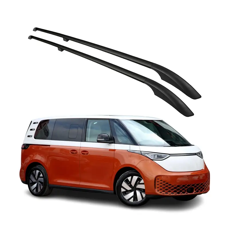 Barres De Toit Longitudinales pour VW ID.Buzz 2022-2026 L1 court Alu Noir 2x