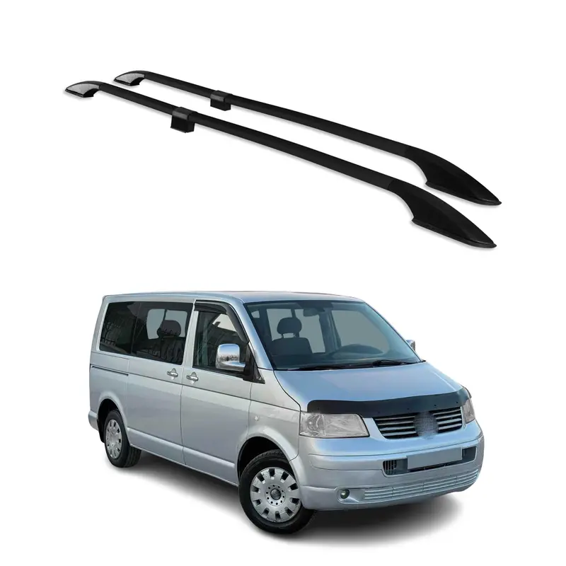 Barres de toit longitudinales pour VW T5 T6 T6.1 Transporter 2003-24 L1 Noir 2x