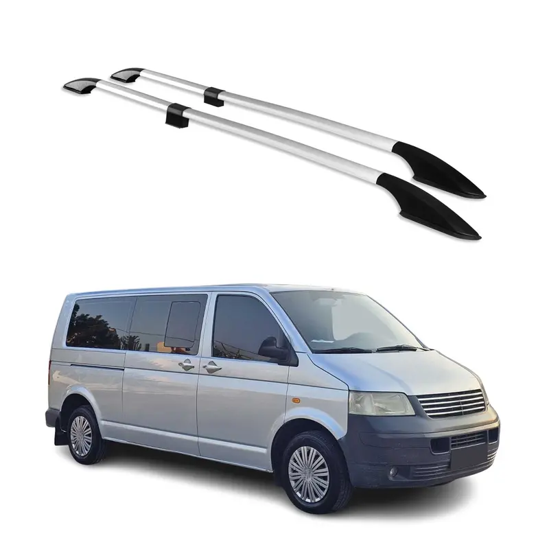 Barres de toit longitudinales pour VW T5 T6 Transporter 2003-2024 L2 Alu Gris 2x