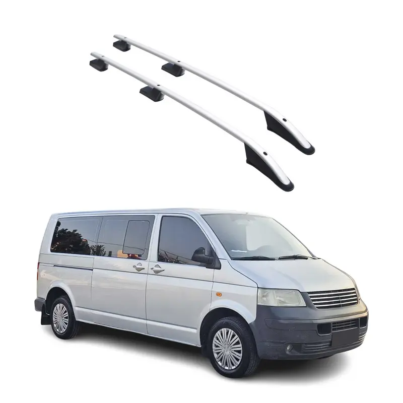 Barres de toit longitudinales pour VW T5 T6 Transporter 2003-24 L2 Alu Gris 2x