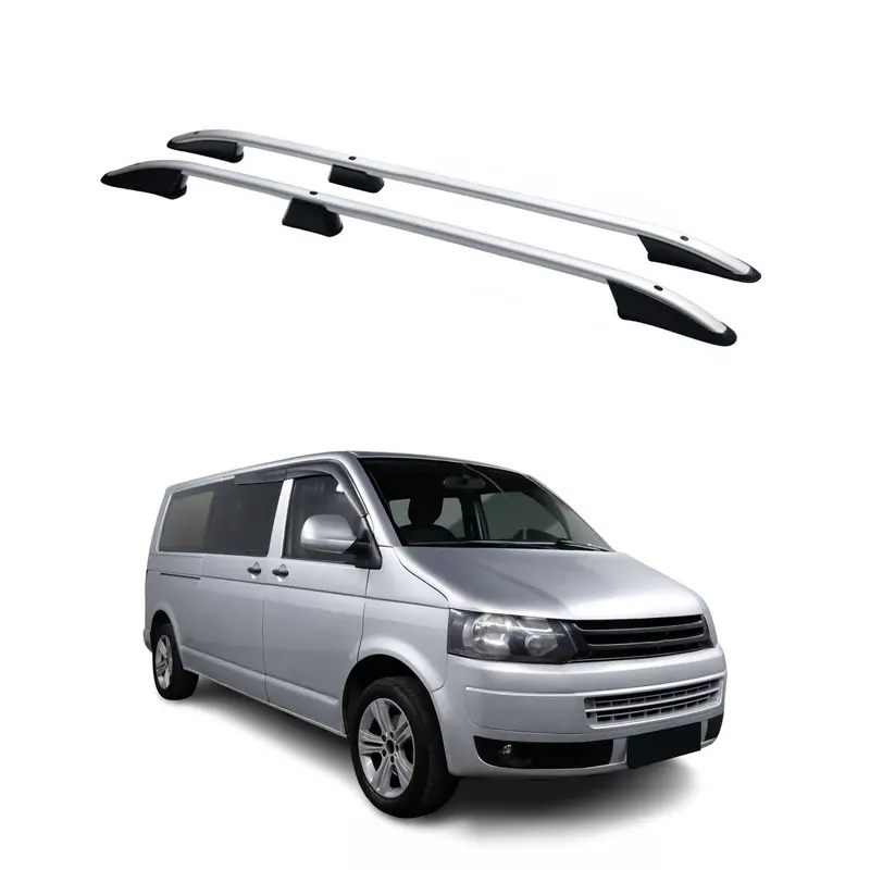 Barres de toit longitudinales pour VW T5 T6 Transporter 2003-24 L2 Long Alu Gris