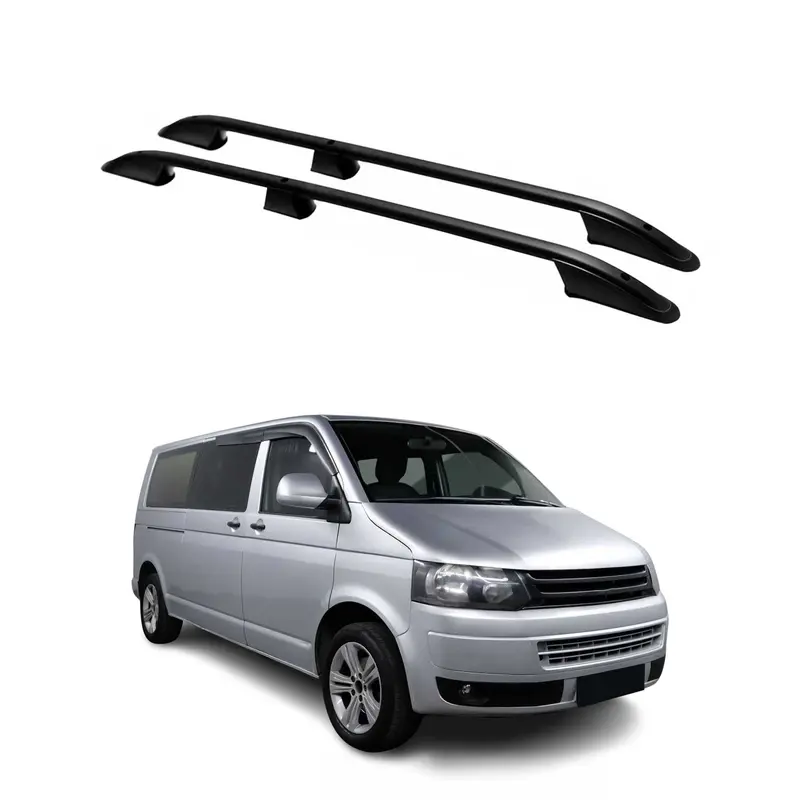 Barres de toit longitudinales pour VW T5 T6 Transporter 2003-24 L2 Long Alu Noir