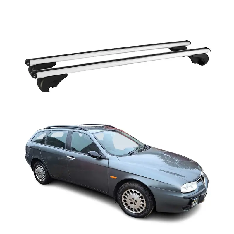 Barres de toit pour Alfa Romeo 156 Crosswagon / Sportwagon 2004-2007 Alu Gris
