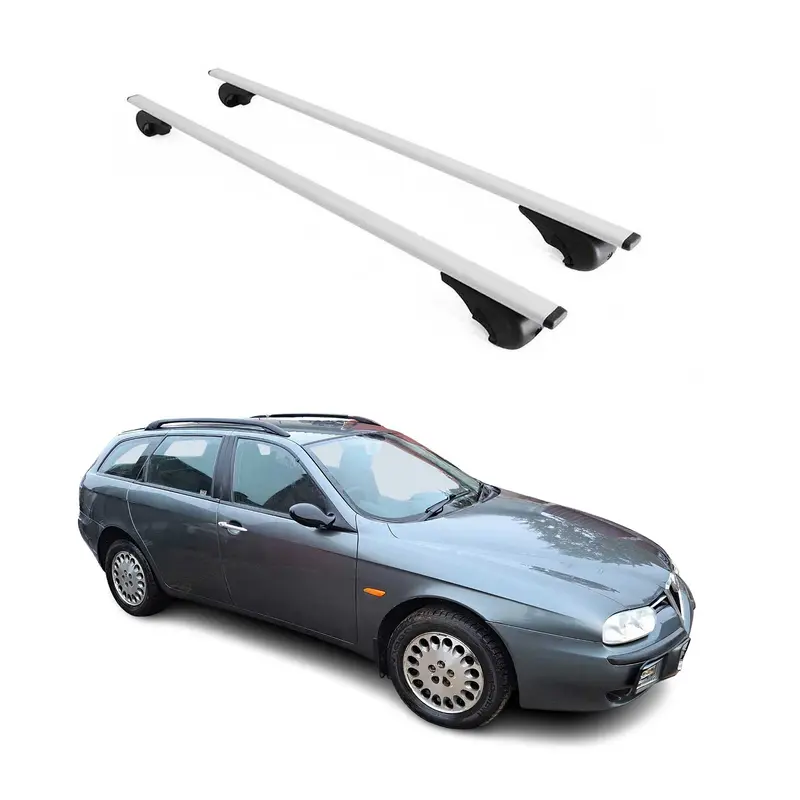 Barres de toit pour Alfa Romeo 156 Crosswagon / Sportwagon 2004-2007 Fer Argent