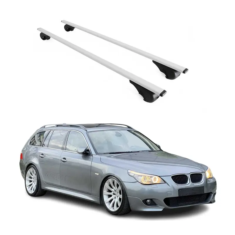 Barres de toit pour BMW Série 5 E61 2004-2010/M5 E61 2007-2010 Acier Argent 2x