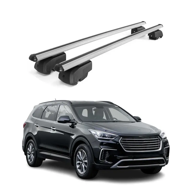 Barres de toit pour Hyundai Santa Fe III / Grand Santa Fe 2013-2018 Alu Gris 2x