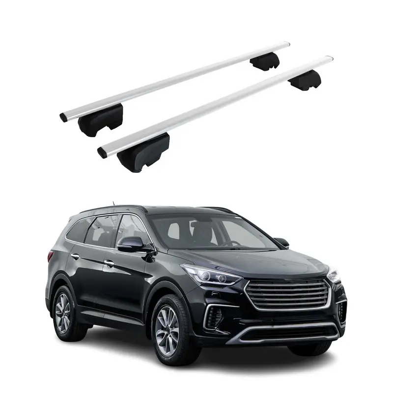 Barres de toit pour Hyundai Santa Fe III / Grand Santa Fe 2013-2018 Fer Gris 2x